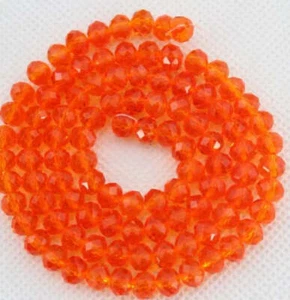 10mm Orange Crystal Round Faceted Beads 1 String - Picture 1 of 8