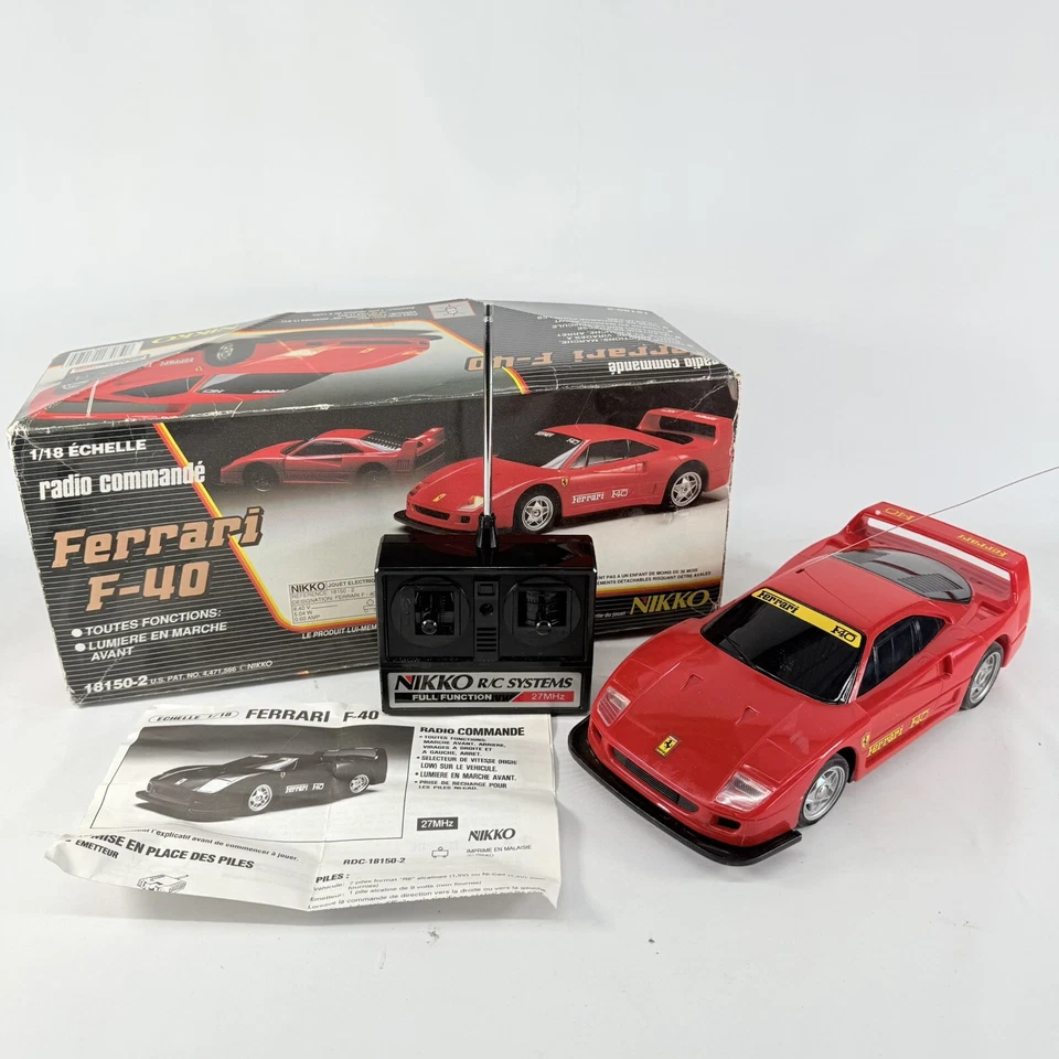 NIKKO Ferrari F40 1/18 RC Remote Control 18150-2 Vintage Tested Works - Image 1 of 4