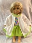 Spring Dress and Coat Set for 18" Dolls - Green Dress and White Coat