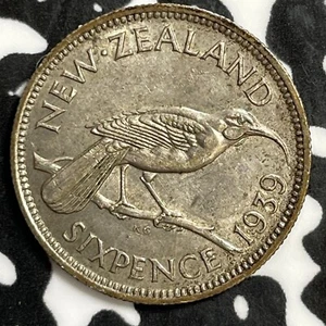1939 New Zealand 6 Pence Sixpence Lot#E6108 Silver! Nice! - Picture 1 of 2