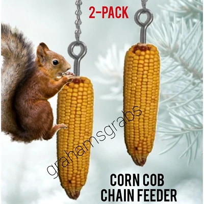 2-PACK CORN COB SQUIRREL & BIRD FEEDER HANGING SWINGING CHAIN WILDLIFE SEWF2031 - Imagem 1 de 3