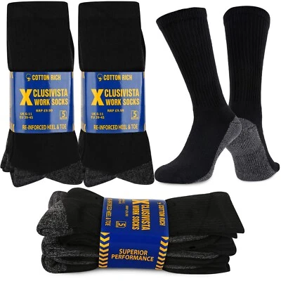 XCLUSIVISTA 5 - 25 Pairs Mens Thick Warm Work Boot Socks Heavy Duty Cushion Sole Size 6-11
