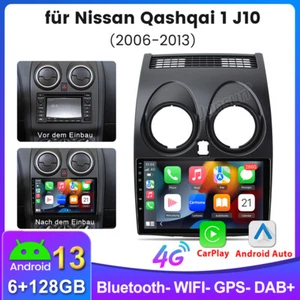 6G+128GB Für Nissan Qashqai J10 Android 13 Autoradio CarPlay GPS Navi 4G SWC DAB - Bild 1 von 13