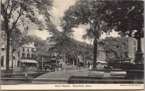 C1910s GREENFIELD, Massachusetts Postal "COURT SQUARE" Escena callejera/Trolley - Imagen 1 de 2