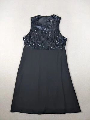 MOLLY MALLOY - VESTIDO DE NOCHE VINTAGE AÑOS 90 MUJER LENTEJUELAS NEGRAS LÍNEA A - TALLA 6 Foto 1 de 4