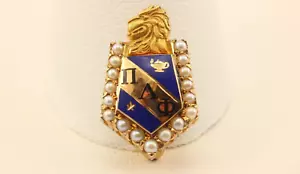 10k yellow gold pi lamda phi pin pearls 0.50inch length 4.20grams estate vintage - Picture 1 of 5