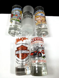 Harley Davidson Tall Shot Glasses State Or Repair Mixed Lot Of 5 Total - Picture 1 of 3