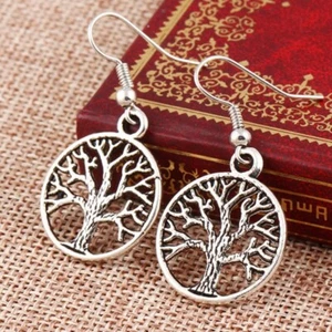 Boho Silver Tree Earrings - Picture 1 of 5