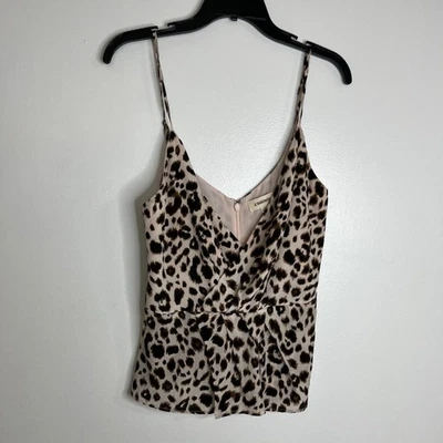 L'Agence Chiara Leopard Print 100% Silk Twist Spaghetti Strap Tank Blouse S - Image 1 of 4