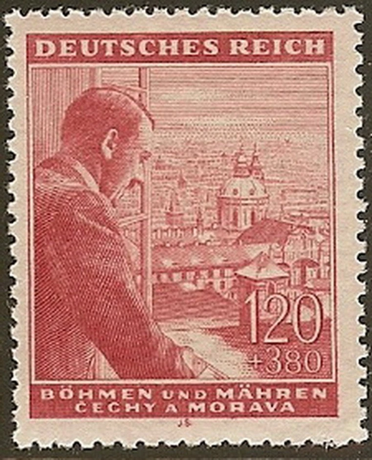 SALE: Stamp Germany Bohemia Czechoslovakia Mi 127 Sc B18-9 1940 WW2 Hitler MNG - Image 1 of 1