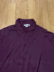 John Smedley Polo Shirt Mens Large Purple Sea Island Cotton England Short Sleeve - Picture 1 of 13