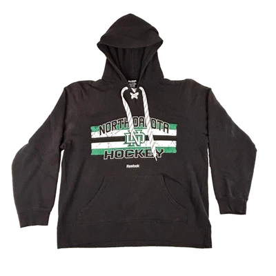 Sudadera pulóver con capucha negra de hockey de Dakota del Norte para hombre grandes cordones Reebok Foto 1 de 4