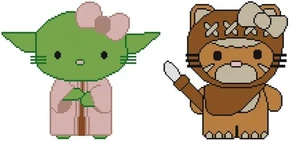 KREUZSTICH + BASTELMUSTER 2 Hello Kitty Star Wars Yoda Jedi Meister Ewok Wookie - Bild 1 von 21