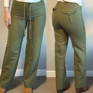 Cargohose Hose Größe 27 gerades Bein Kordelzug Taille Utility neutral Y2k - Bild 1 von 12