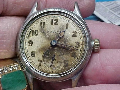 NICE VINTAGE BULOVA WW2 MILITARY WATCH MODEL 10AK 15J AS FOR PARTS GOOD BALANCE - Image 1 of 4