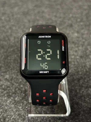 Armitron 40/8417 ZM1212 Pro Sport Unisex Black Pink Silicone 38mm Digital Watch - image 1 of 4