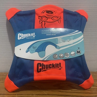 Chuckit! FLYING SQUIRREL Dog Fetch Toy Floating Flyer Glowing Paws MED 10-inch - Image 1 of 4