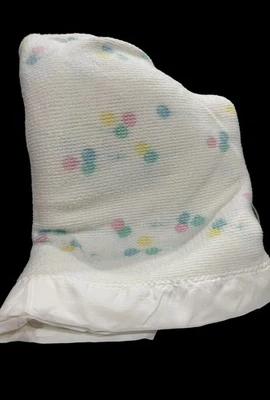 Bebé Morgan Vintage Acogedor 100% Orlon Estampado Globo Borde Satinado Hecho en EE. UU. Foto 1 de 4