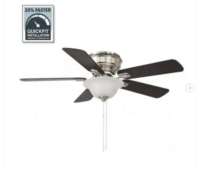 Hampton Bay - HawkinsIII 44 in. LED Brushed Nickel Ceiling Fan with Light - Image 1 of 4