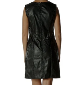 NWT Max Studio Womens Black Faux Leather Sleeveless Sheath Dress Size Medium - Picture 1 of 16