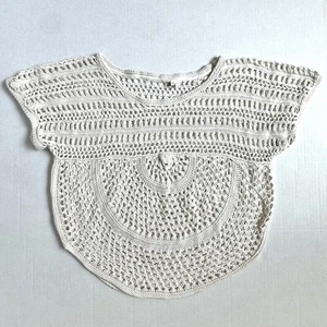 White Beige Crochet Knit Top Tunic Women’s Sm/Med Boho Cover Up Summer - Picture 1 of 8