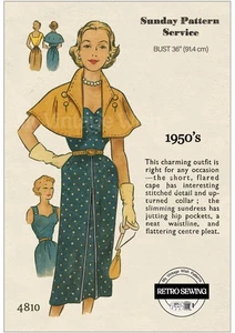 Vintage 1950s Sewing Pattern – Sun Dress with Cape – Bust 36 Waist 30 Hip 39 - Picture 1 of 2