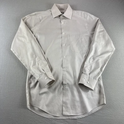 Camisa Joseph Abboud Algodón Egipcio Para Hombres 14.5 Espiga Beige Sin Arrugas L/S Foto 1 de 4