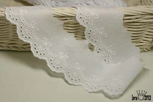 5Yds Embroidery scalloped cotton eyelet lace trim 2" YH877 laceking2013 - Picture 1 of 1
