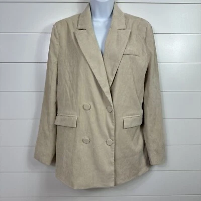 Women's 4th & Reckless Cream Corduroy Button Front Oversized Blazer Jacket sz 4 - Image 1 of 4