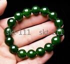 100% natural 8/10/12mm Green Emerald Round Gemstone Beads Bracelet 7.5" AAA++