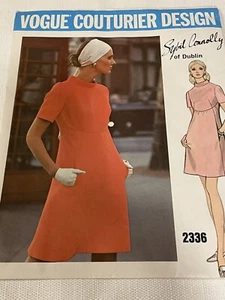 Uncut Vintage Vogue Pattern 2336 Couturier Design Sybil Connolly One Piece Dress - Picture 1 of 4