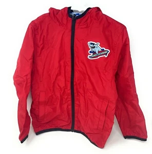 365 Kids Monster Shark Surfing Reversible Hooded Red Light Rain/Wind Jacket - Picture 1 of 5