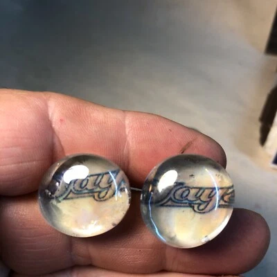 jays baseball, earrings, studs, men and women’s, glass cabochon gems  - Image 1 of 3