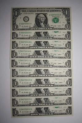 10 Consecutive Number US $1 DOLLAR BILLS Uncirculated in 10-Page PORTFOLIO ALBUM - Image 1 of 4