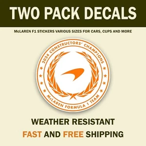 Constructors' Champions Mclaren Stickers for F1 Race Fans 2 Pack Formula 1 Decal - Picture 1 of 2