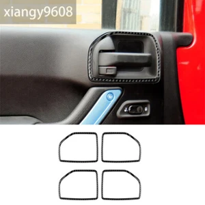4x Borde de tazón de manija interior de fibra de carbono para Jeep Wrangler JK 4 puertas 2011-17 - Imagen 1 de 9