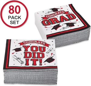 Set of 80 Graduation Party Supplies Disposable Paper Napkins for Graduation - Picture 1 of 7
