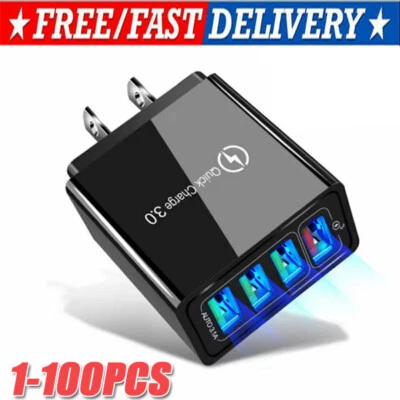 US 4 Port Fast Quick Charge QC 3.0 USB Hub Wall Home Charger Power Adapter Lot - Image 1 of 4