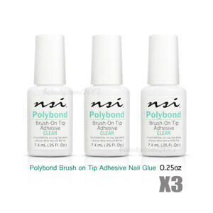 nsi Polybond Brush on Tip Adhesive Nail Glue 0.25 oz (Pack of 3)