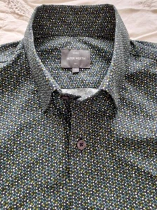 Men's Peter Werth Work-Casual-School Shirt - Black-Green-White Geometric - Small - Picture 1 of 12