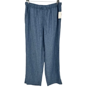 Charter Club 100% Linen Pull On Pants With Pockets Blue XL NWT - Picture 1 of 9