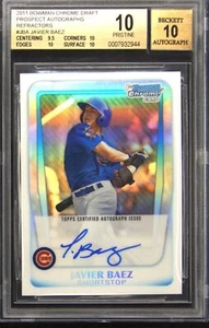 2011 BOWMAN CHROME DRAFT PROSPECT AUTO REFRACTOR JAVIER BAEZ /500 BGS 10 AUTO 10 - Picture 1 of 2