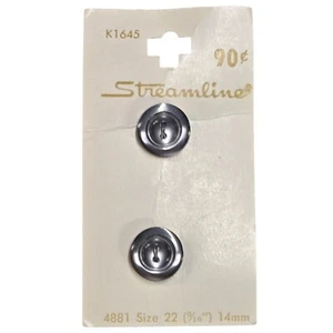 Streamline Vintage Buttons Grey 9/16" #K1645 Size 22 14mm Decorative Sewing - Picture 1 of 11