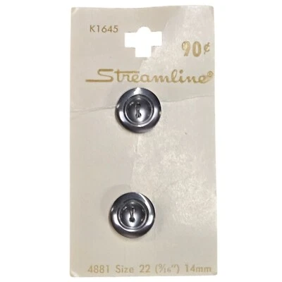 Streamline Vintage Buttons Grey 9/16" #K1645 Size 22 14mm Decorative Sewing - Image 1 of 4