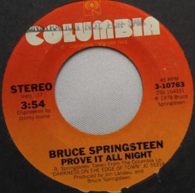 BRUCE SPRINGSTEEN PROVE IT ALL NIGHT / FACTORY 45 7" VINYL RECORD - Image 1 of 4