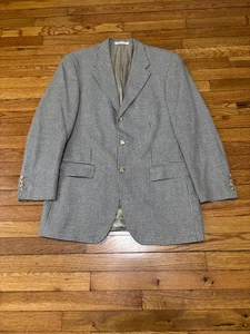 Vintage Chaps Ralph Lauren Mens Blazer Jacket Sz 42L Houndstooth Silk Wool Linen - Picture 1 of 6