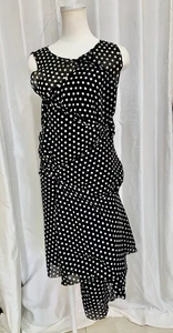 junya watanabe comme des garcons dress POLYESTER BLACK AND WHITE DOT SZ M - Picture 1 of 18