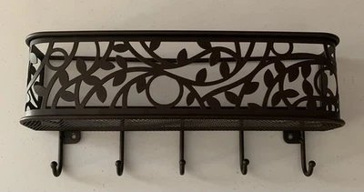 Декоративный коричневый настенный держатель для ключей и почты 11 дюймов x 5 дюймов x 2 1/2 дюйма - Изображение 1 из 2