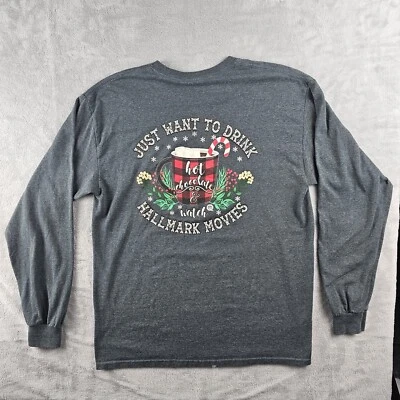 Girlie Girl Original Long Sleeve Shirt Hot Christmas Holiday Women Large Gray - Image 1 of 4