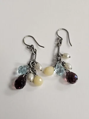 Pendientes colgantes Silpada de plata de ley 925 perlas de agua dulce y cuentas de vidrio W1246 Foto 1 de 4